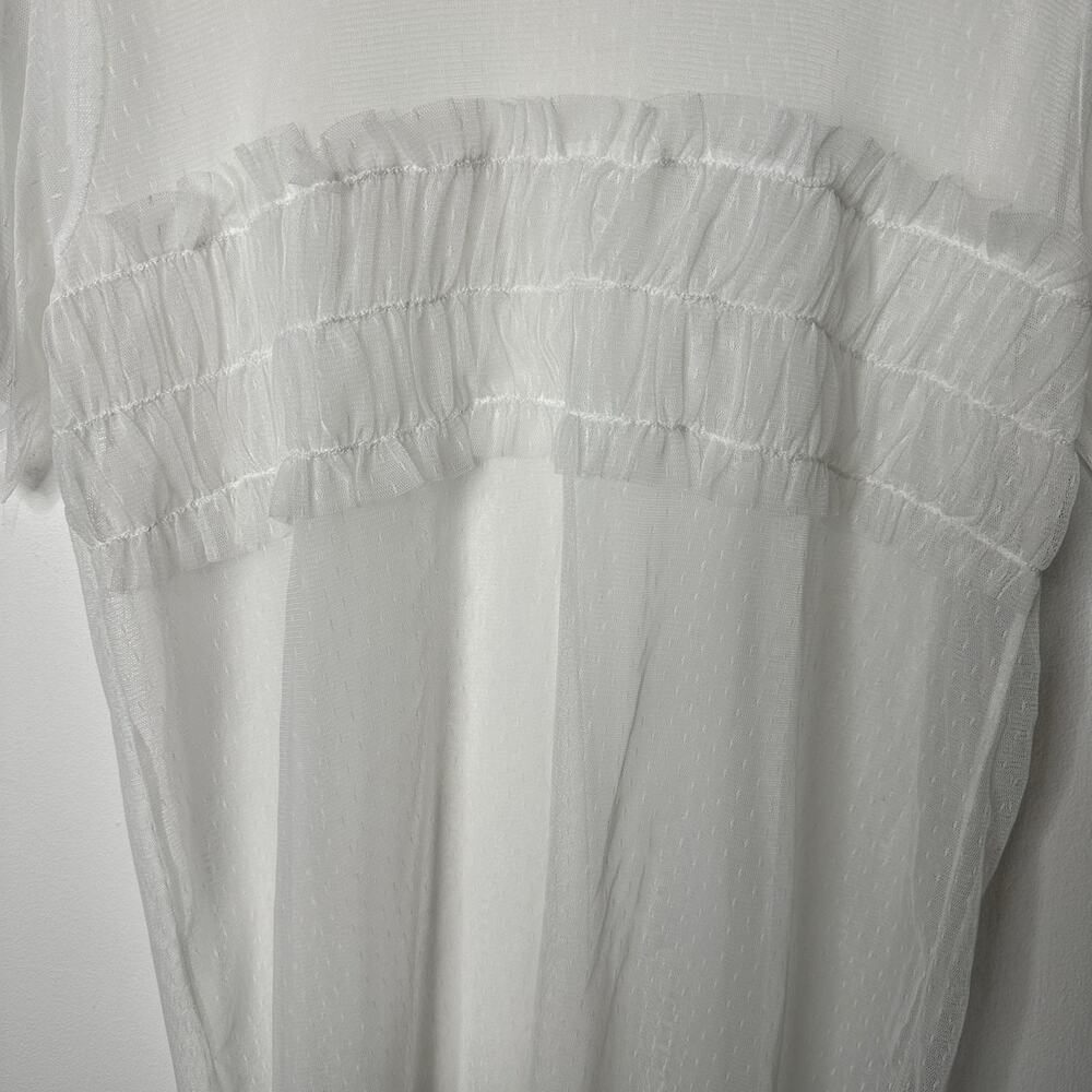 Sans Souci Mesh Sheer White Tee With Smocking Medium - Picture 4 of 6